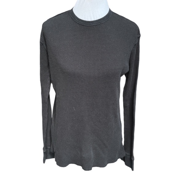 Urban Outfitters Long Sleeve Waffle Shirt Faded Black Size Medium - Picture 5 of 5